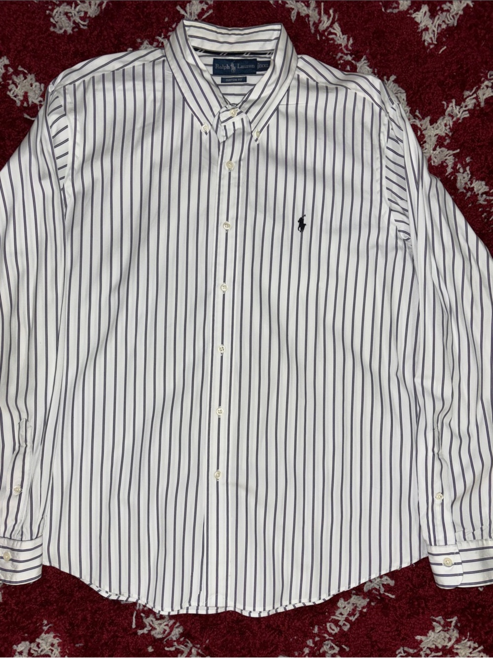 Vintage Polo Ralph Lauren Striped Custom Fit Button Down Shirt - XX Large
